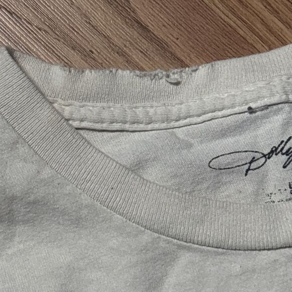 Dolly Parton Rockstar Vols Check Field Off White Thrifted Distressed Tee Size XL - Picture 5 of 8
